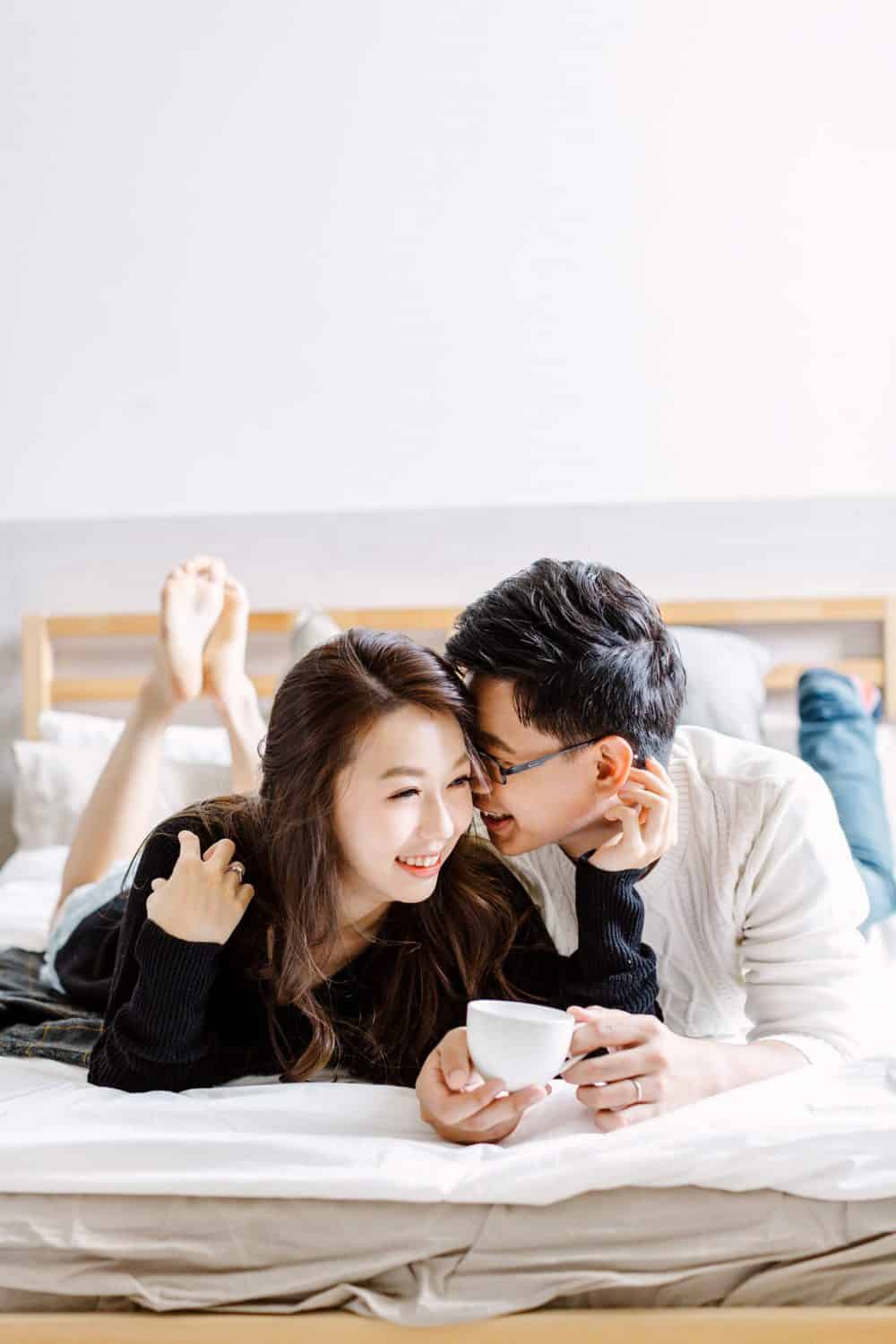 香檳蕾絲的婚紗拍攝美式婚紗攝影